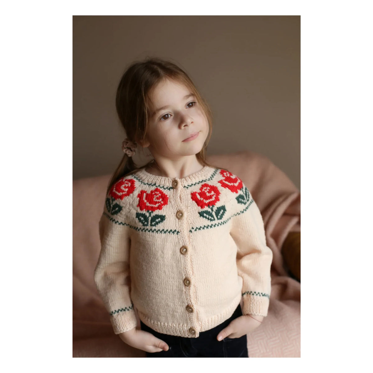 Kalinka - Pink Merino Wool Cardigan | Beige