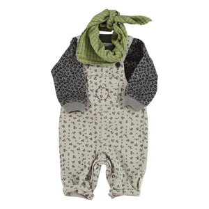 Piupiuchick - Floral Patterned Baby Romper | Light Gray