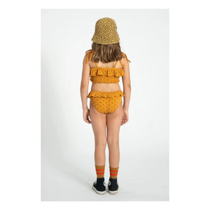 Piupiuchick - 2-Piece Ribbed Swimsuit with Organic Cotton Hearts | Camel