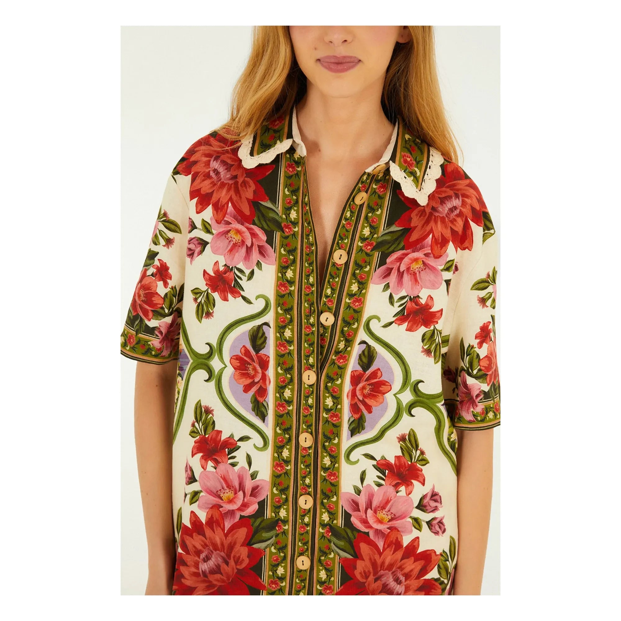 Farm Rio - Wonder Rio Linen Shirt | Ecru