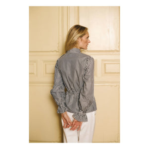 Maria de la Orden - Brighton Striped Cotton Blouse | Navy Blue
