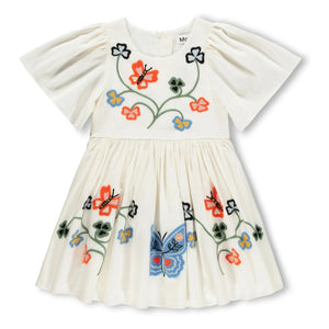 Molo - Daisy Dress with Butterflies Organic Cotton | Cream