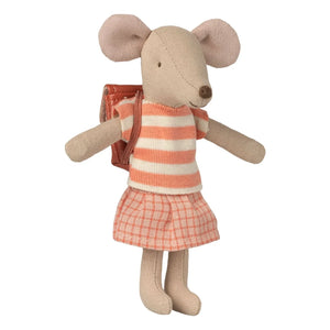 Maileg - Large Girl Three-Wheel Mouse | Coral