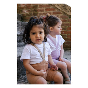 Silly Silas - Striped Organic Cotton Short Leggings | Light brown
