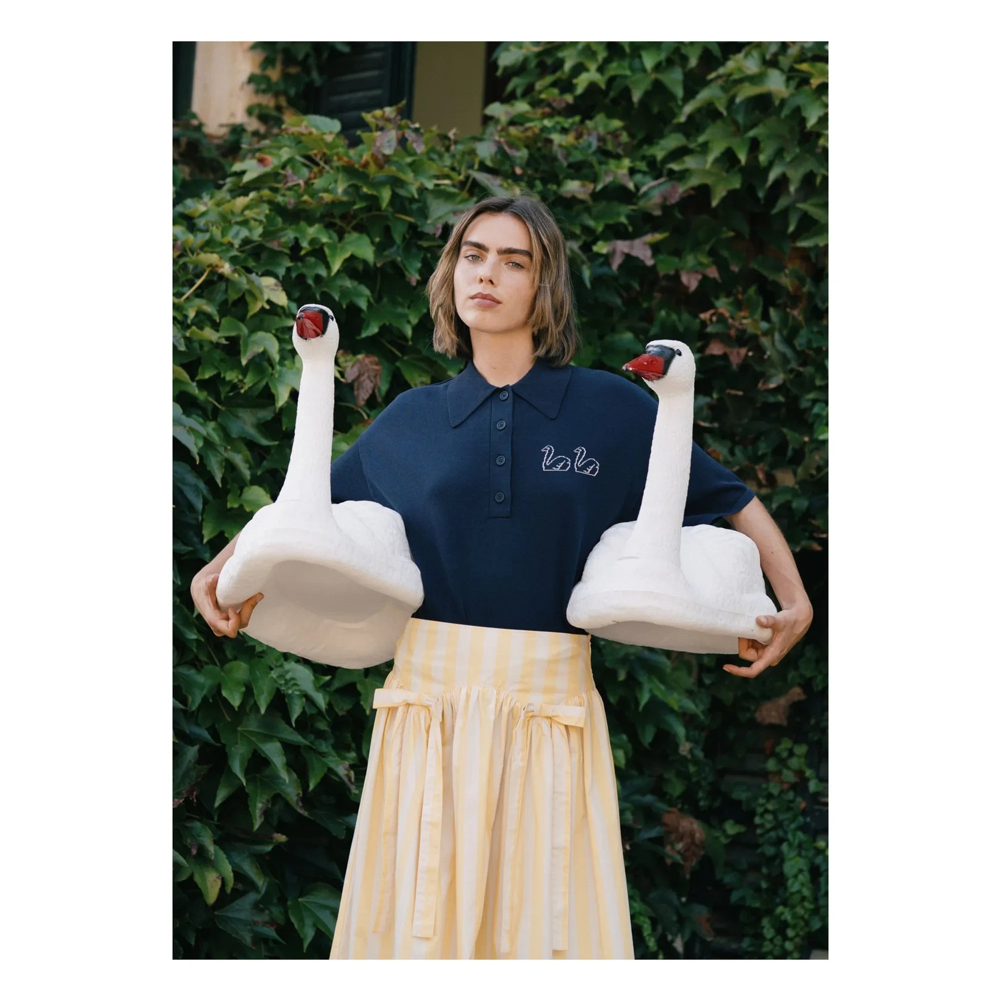 The Tiny Big Sister - Cotton Swan Polo | Navy Blue