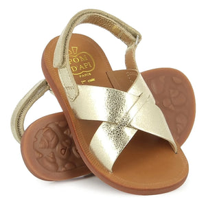 Pom d'Api - Plagette Cross Metallic Sandals | Gold