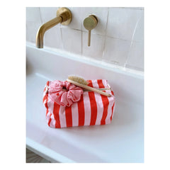 Rose in April - Vic striped toiletry bag | Red