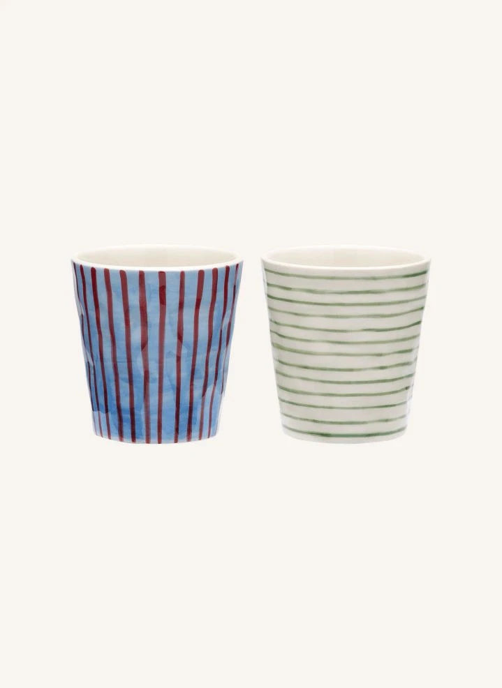 Anna + Nina - Striped Coffee Mugs - Set of 2