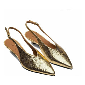 Lachoix - Metallic High Heel Open Back Shoe | Gold