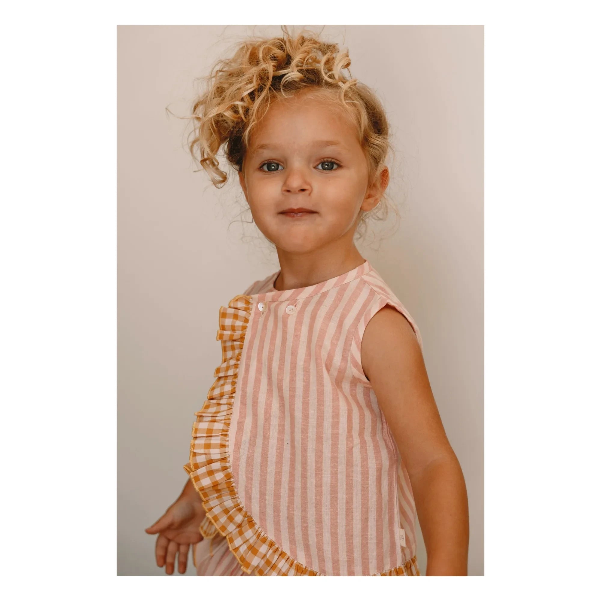 Lilinoa - Striped cotton voile double-breasted top | Powder Pink