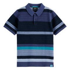 Scotch & Soda - Striped Knit Polo | Blue