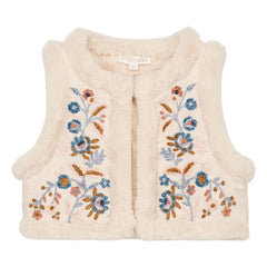 Louise Misha - Reversible Sleeveless Faux Fur Jacket Librana Organic Cotton | Cream