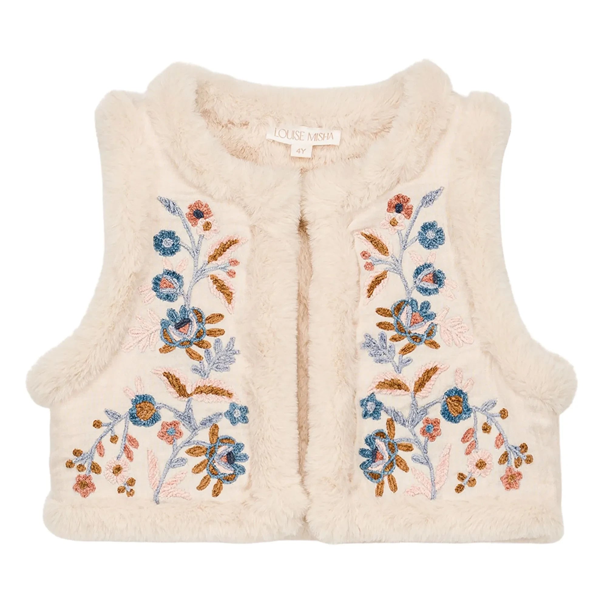 Louise Misha - Reversible Sleeveless Faux Fur Jacket Librana Organic Cotton | Cream