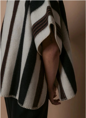 La Méricaine - Blackfeet Recycled Wool Long Poncho | Ecru
