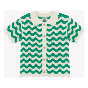 Bonton - Ninon Crochet Collar Shirt | Emerald Green
