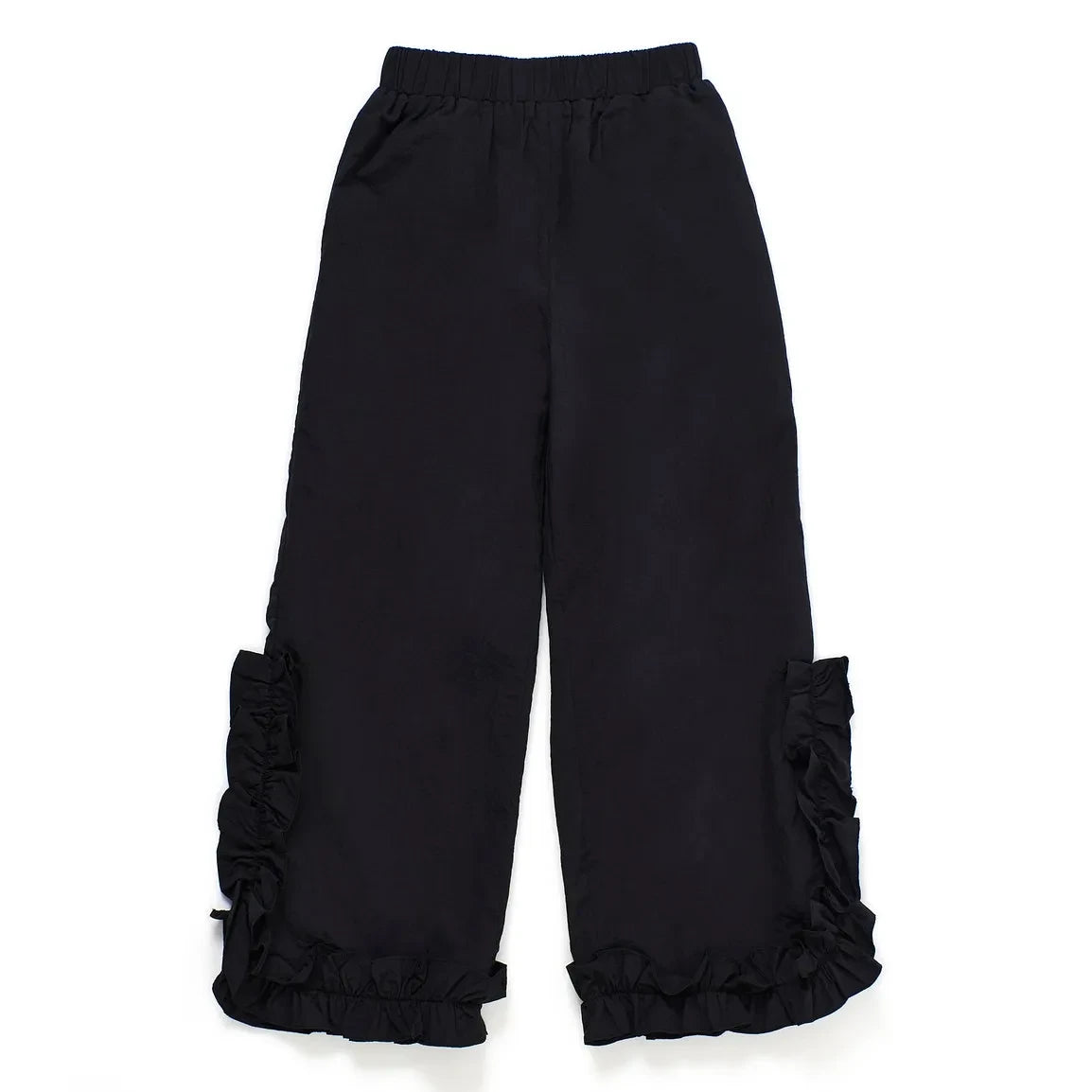 Maison Mangostan - Naylon Volanlı Pantolon | Siyah