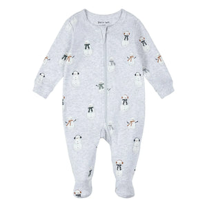 Petit Lem - Footed Pajama Santa Claus Characters Organic Cotton | Gray