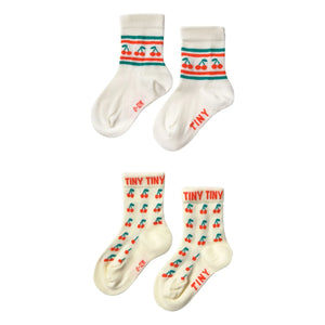 Tinycottons - Double Cherry Socks Set | Pale Yellow