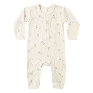 Quincy Mae - Owl Ribbed Romper Organic Cotton | Off-white