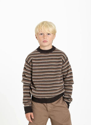 Finger in the nose - Mathis Jacquard Merino Wool Sweater | Brown