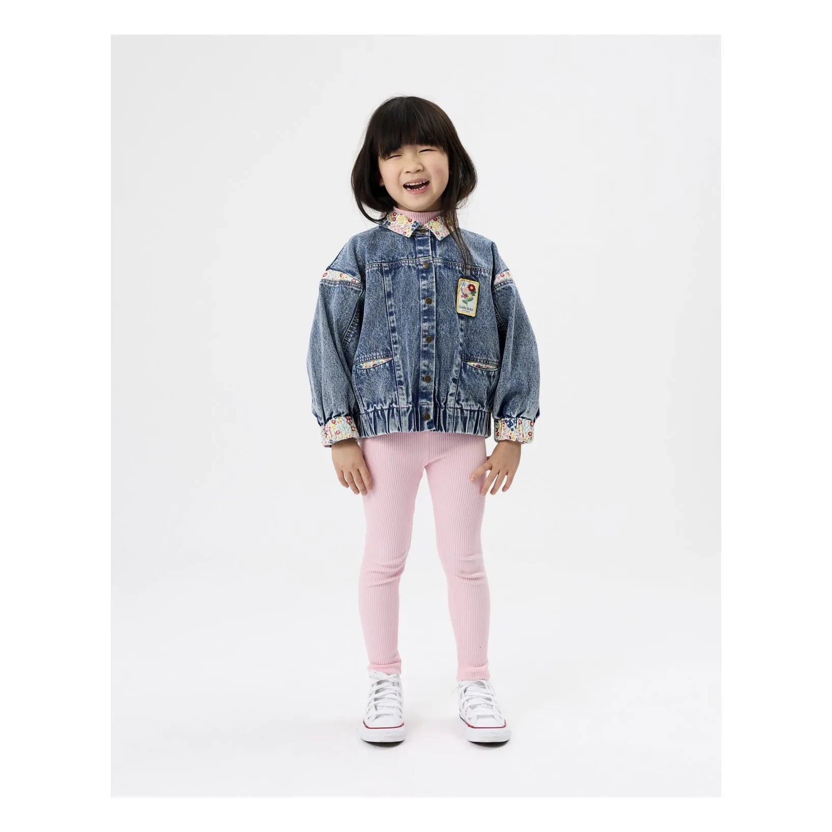 Goldie + Ace - Çiçek Yaka Denim Ceket | Mavi