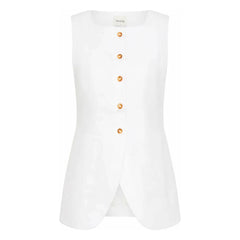 Posse - Emma Sleeveless Linen Vest | Cream