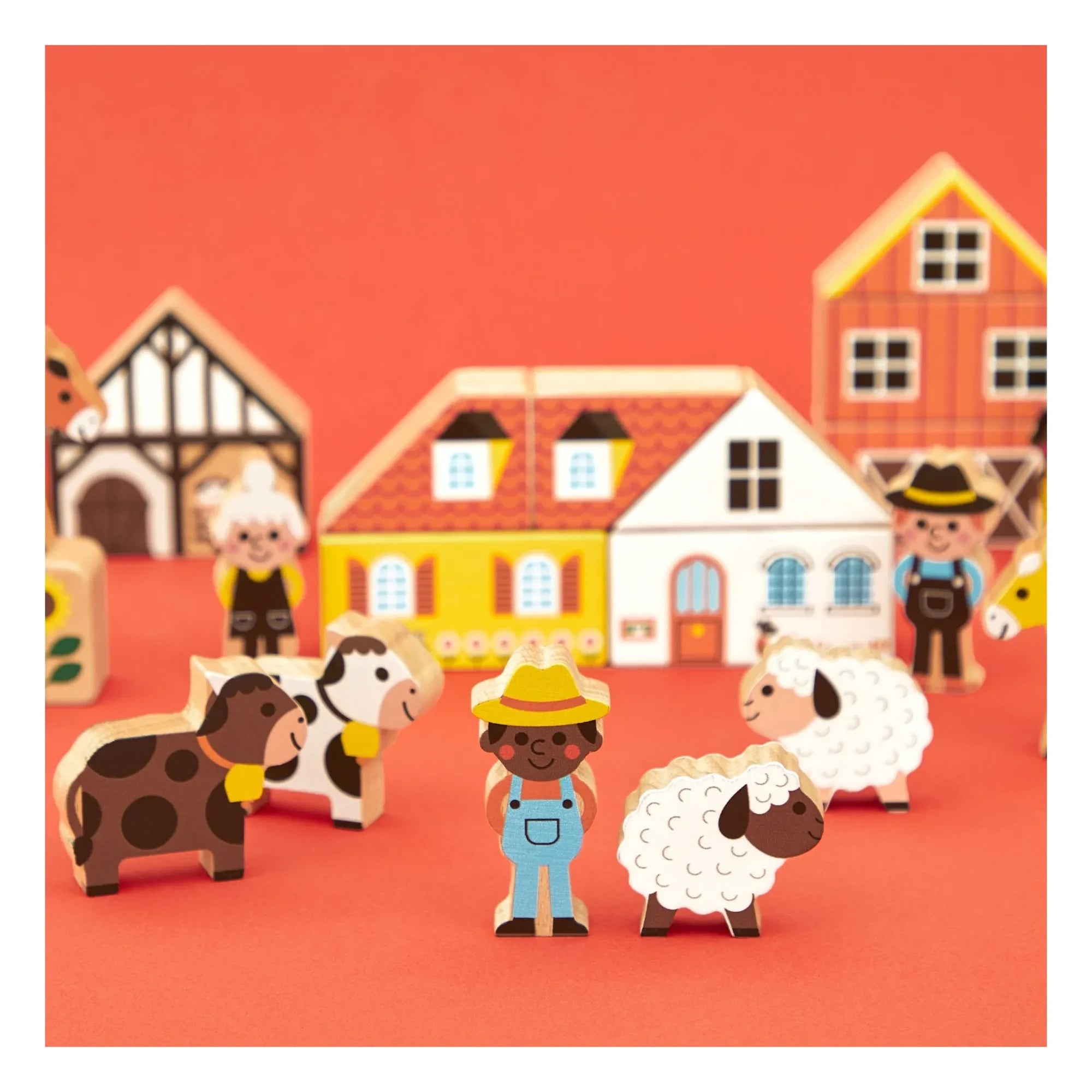 Janod - Farmhouse Wooden Block Set - Crossroads