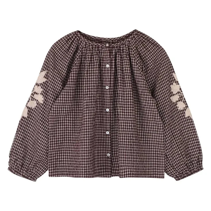 Jenest - Coco Carreaux embroidered blouse | Burgundy