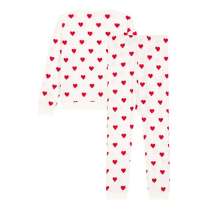 Petit Bateau - Heart Pajama Set - Women's Collection | White