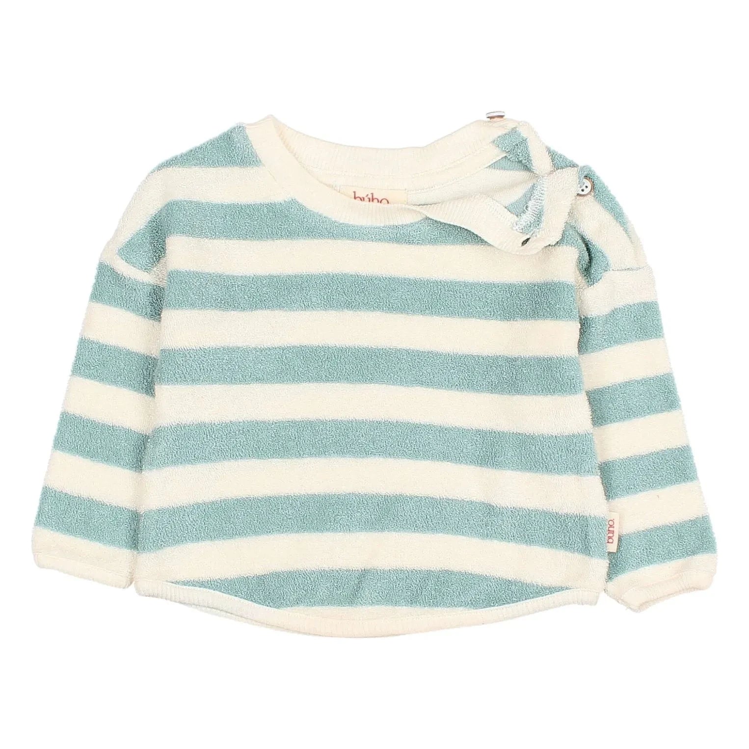 Búho - Striped Organic Cotton Baby Sweatshirt | Green Tea