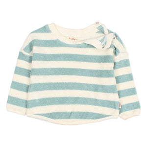 Búho - Striped Organic Cotton Baby Sweatshirt | Green Tea