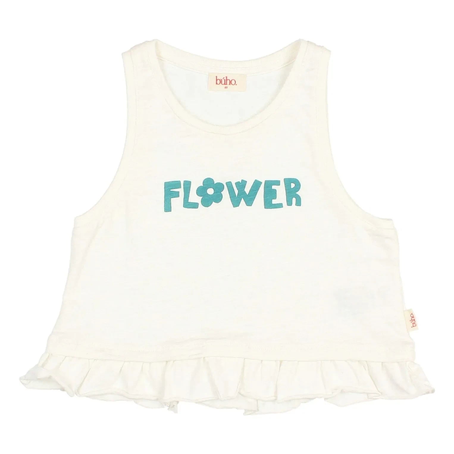 Owl - Floral Ruffled Organic Cotton Top | White