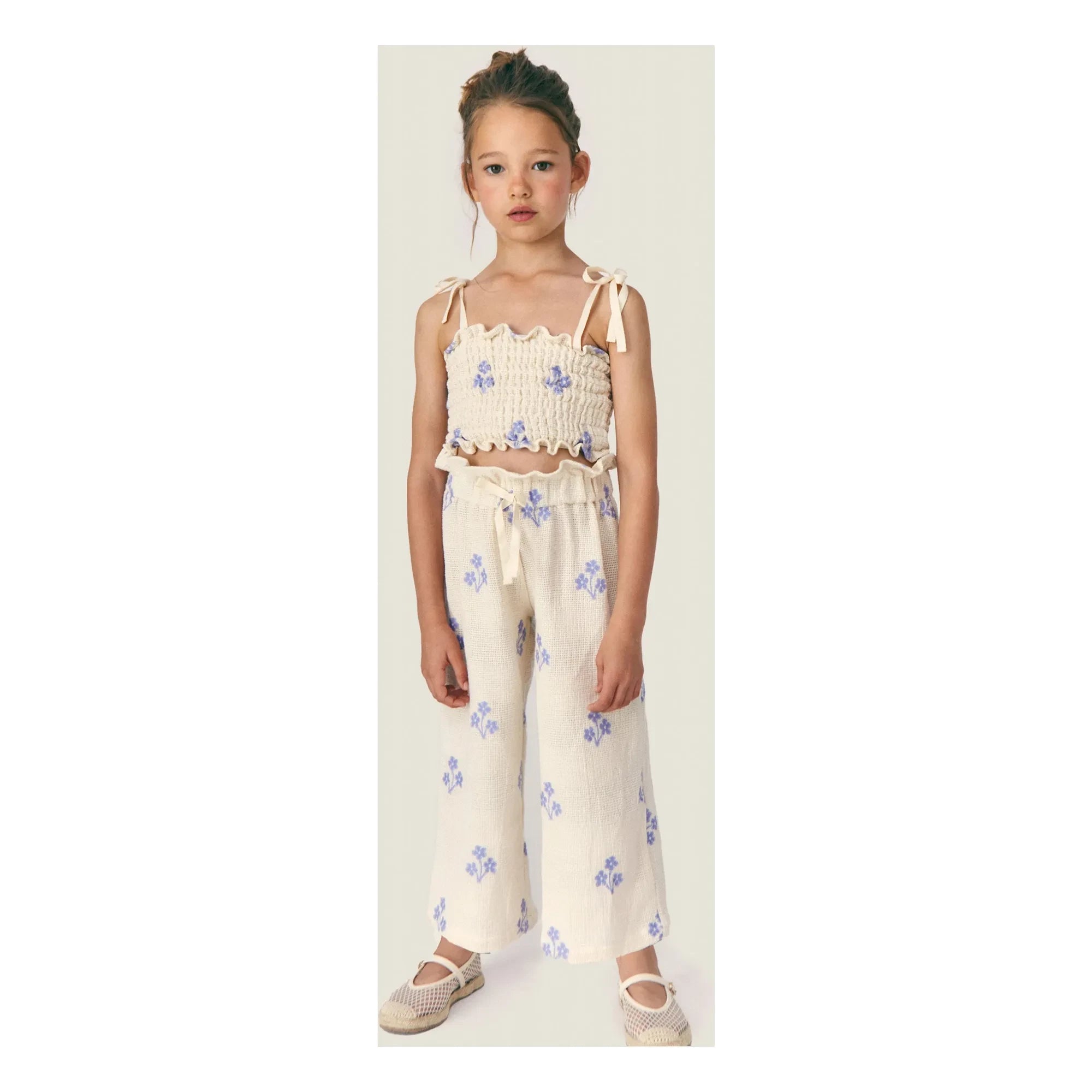 Mipounet - Sandrine Organic Cotton Floral Pants | Ecru