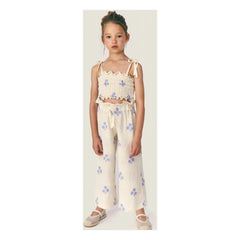 Mipounet - Sandrine Organic Cotton Floral Pants | Ecru