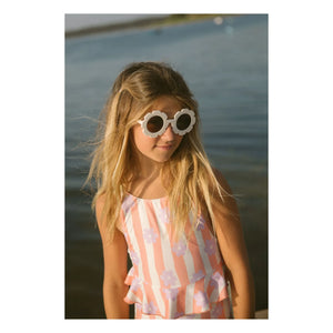 My First Cantê - Winnie Flowers Ruffle Swimsuit Textured Stripes | Pink