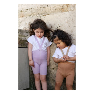 Silly Silas - Striped Organic Cotton Short Leggings | Light brown