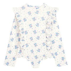 Louise Misha - Aurelie Long Sleeve Embossed Swimsuit | Cream
