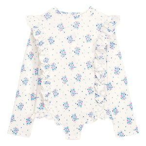Louise Misha - Aurelie Long Sleeve Embossed Swimsuit | Cream
