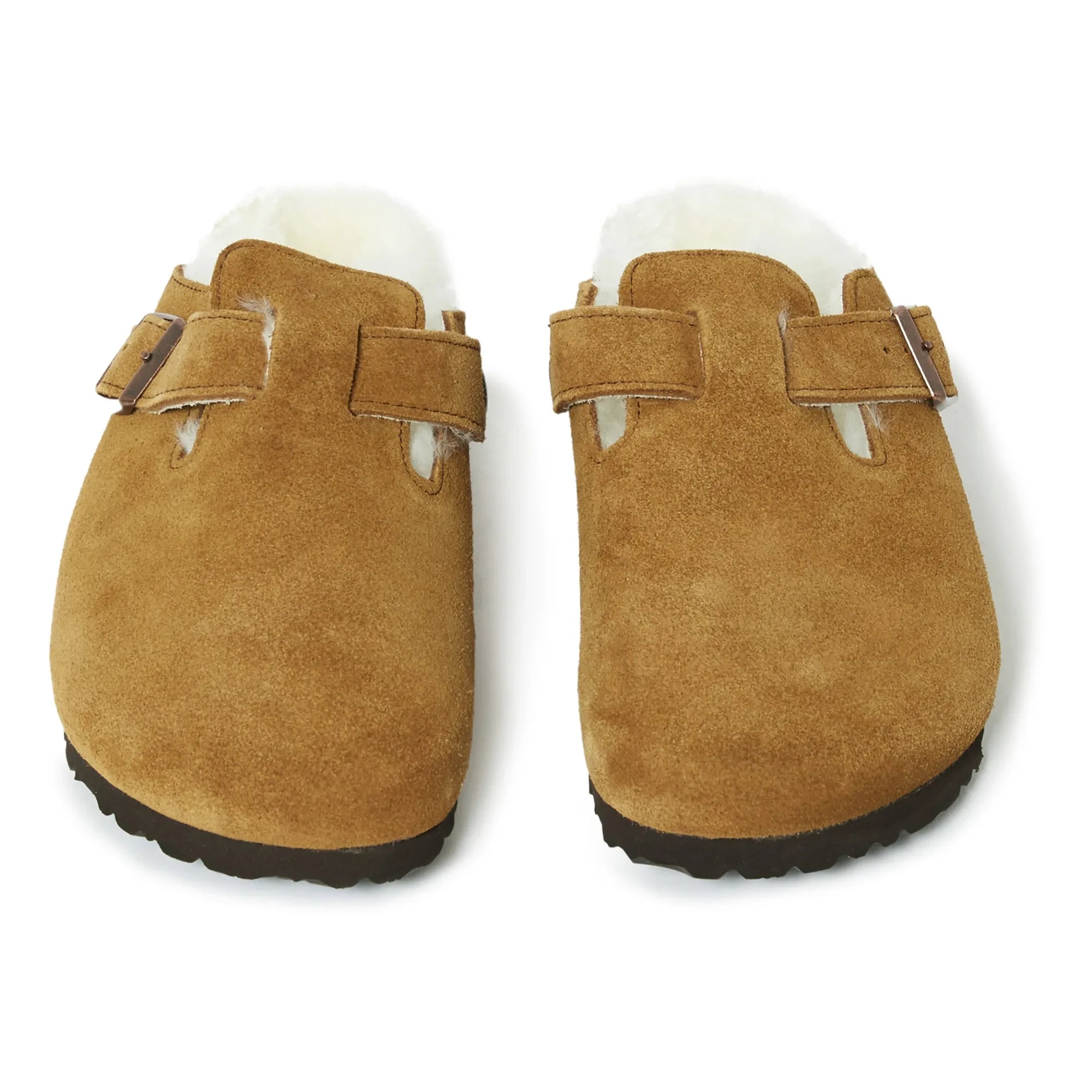 BIRKENSTOCK - Boston Fur Suede Clogs - Adult Collection | Camel