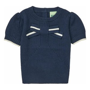 FUB - Organic Cotton Knotted Detail Thin Knit Baby T-Shirt | Navy