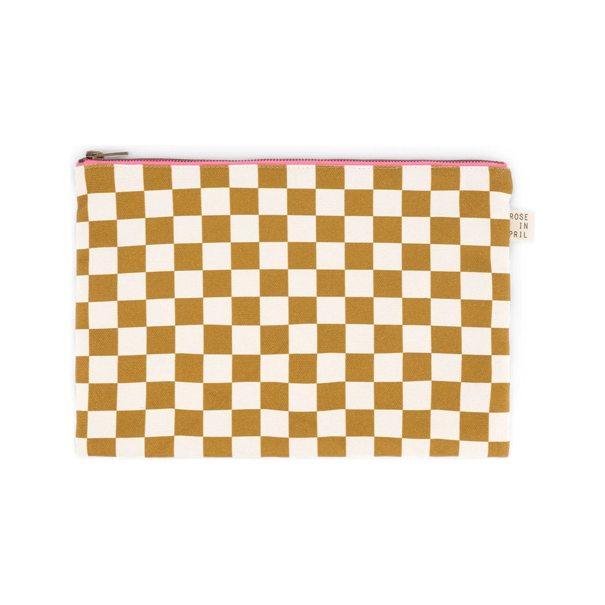 Rose in April - Lili Checked Clutch Bag | Caramel