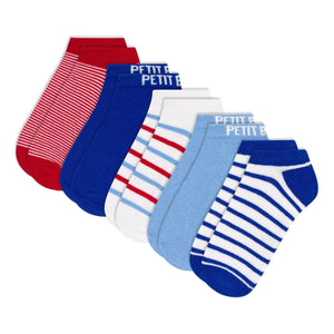 Petit Bateau - 5 Çift Çizgili Kısa Çorap | Mavi
