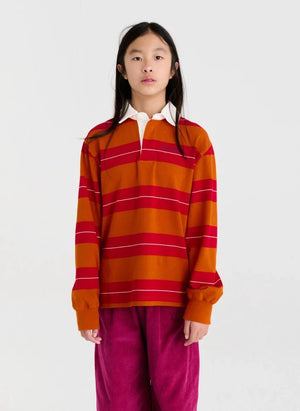 True Artist - Polo N°1 Çizgili Organik Pamuk | Turuncu