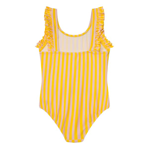 Jera Mini - Striped Ruffle Swimsuit | Yellow