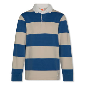 AO76 - Davey Striped Cotton Recycled Polo Sweatshirt | Blue