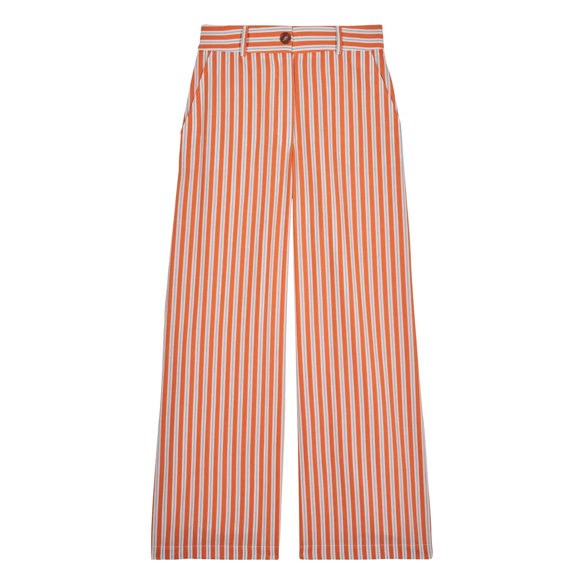Maria de la Orden - Romeo Cotton Striped Pants | Orange