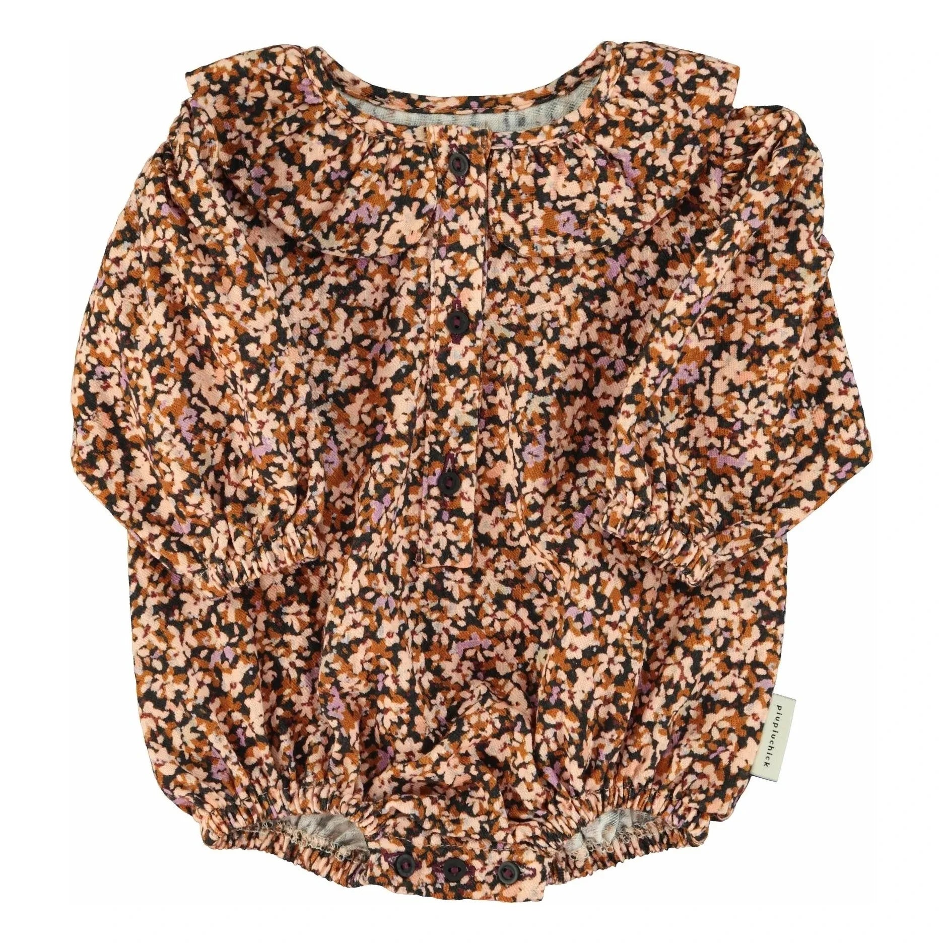 Piupiuchick - Floral Patterned Claudine Collar Romper | Black