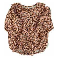 Piupiuchick - Floral Patterned Claudine Collar Romper | Black