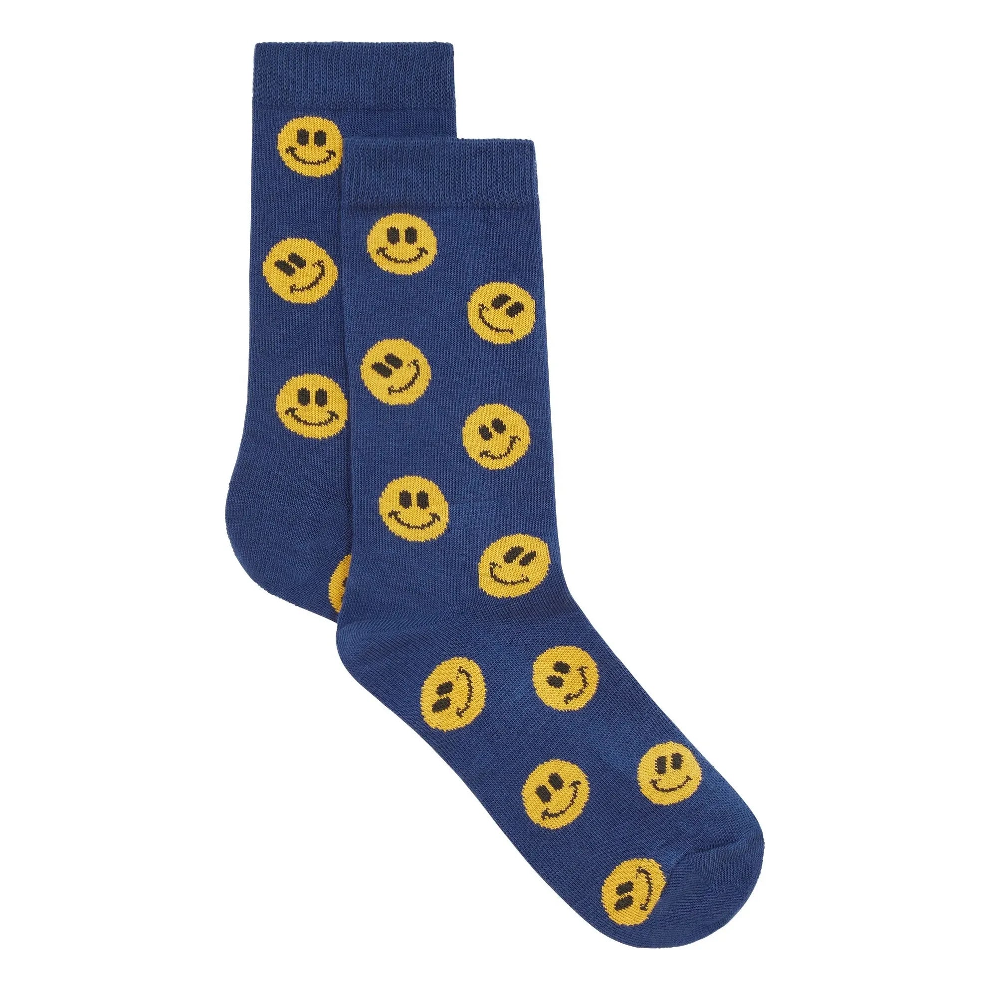 Hundred Pieces - Yellow and Blue Smiling Socks | Ecru