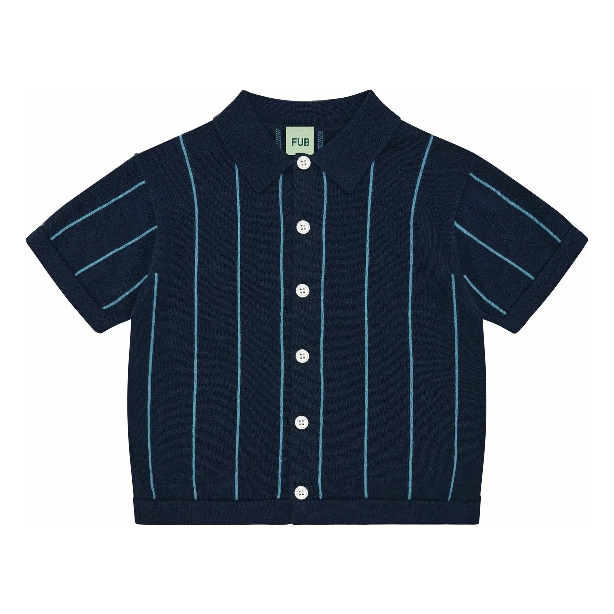 FUB - Striped Shirt Extra Thin Mesh Organic Cotton | Navy Blue
